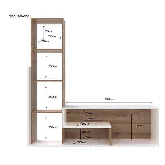 Стінка у вітальню Doros Етану 150х30х150 см Дуб артизан/Білий (DRS-011335) Дніпро