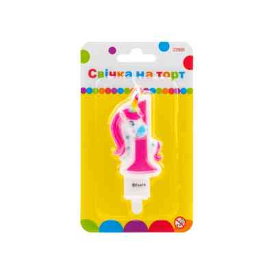 Свічка Maxi двостороння "1" із зображенням єдинорога висотою 7,62 см (MX622066-1) Вінниця