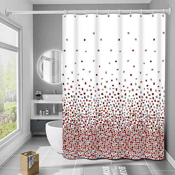 Шторка для ванны из полиэстера водонепроницаемая Bathlux 180x180 см с кольцами, занавеска для ванной комнаты Каменец-Подольский