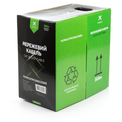 Кабель сетевой Vinga UTP 305м cat.5e Copper 4 pairs 0.5мм мідь (VCPDCUTPC505CO305) Винница - изображение 2