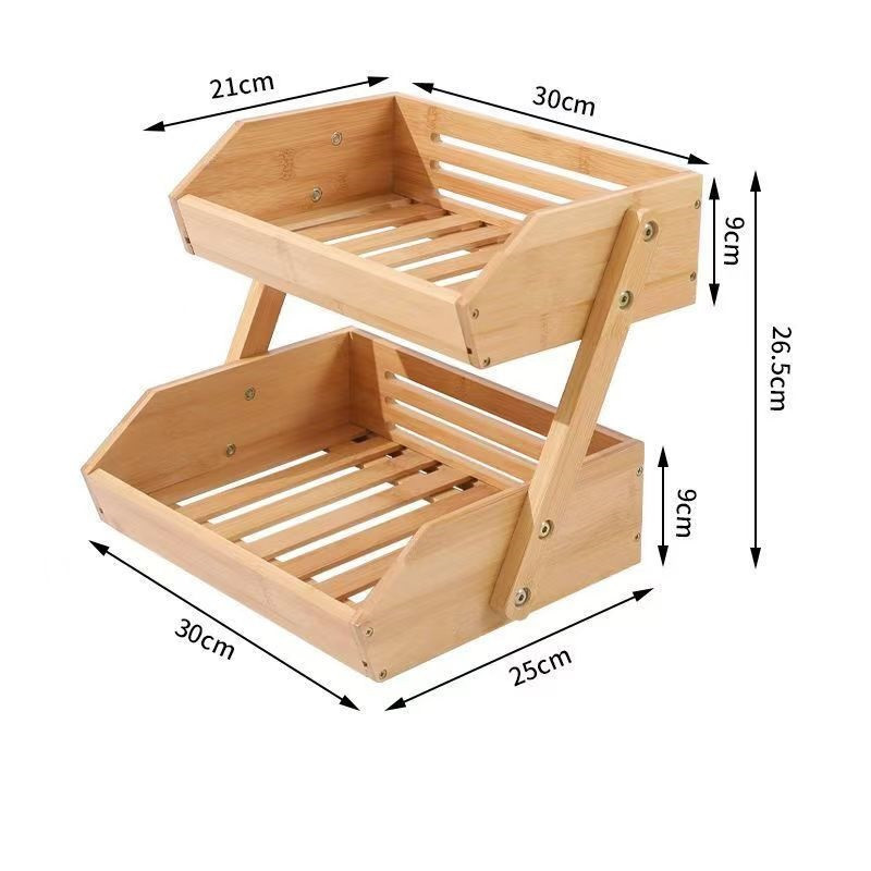 Кухонная этажерка,бамбуковая для фруктов и овощей,95 х 105 х 27 мм двухъярусная деревянная настольная полка Каменец-Подольский - изображение 6