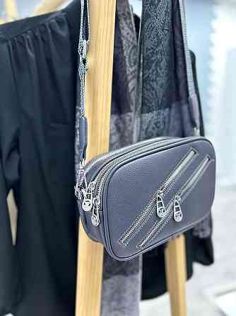 Маленькая женская сумочка с молниями Look Графит Киев