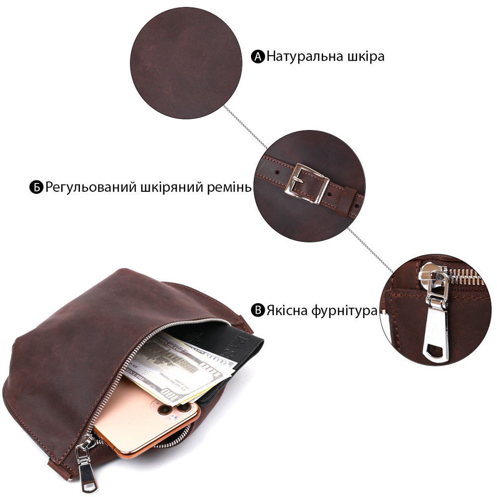 Матовая женская бананка Shvigel 16395 Коричневый Киев - изображение 4