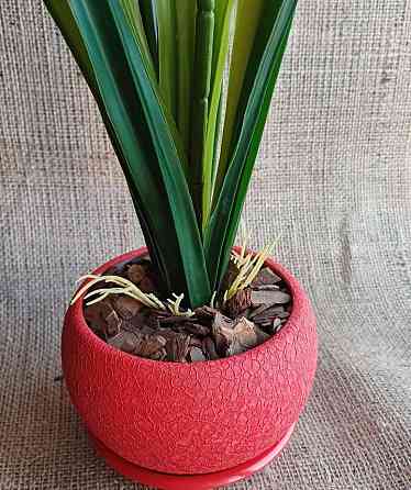 Штучна латексна орхідея цимбідіум у керамічному кашпо жовта Дніпро