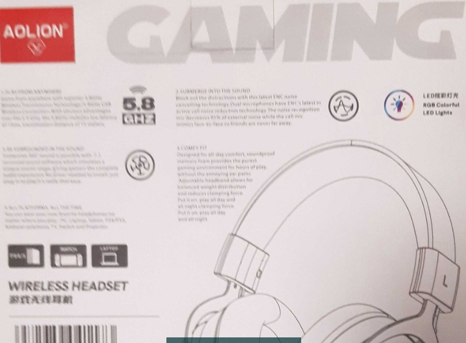 Наушники Беспроводные игровые Aolion ALP 5068 , 5.8G Bluetooth гарнитура Киев - изображение 1