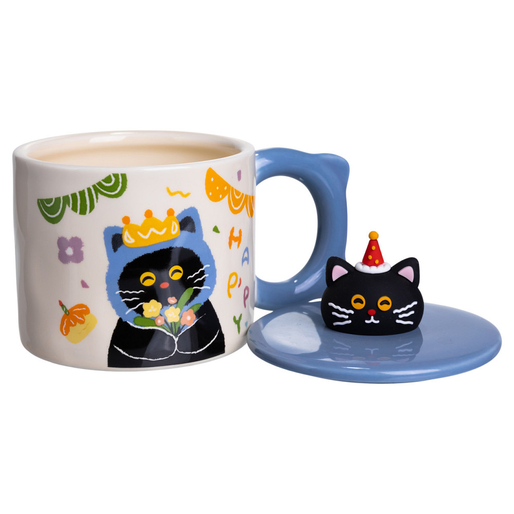 Yiwu Кубок порцелянова з кришкою Kitten's Birthday 400 (мл) подарункова кружка прикольна чашка Коломия - фото 3