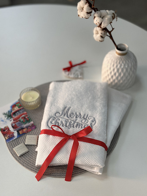 Подарунковий набір рушників Ideal Textile з вишивкою Merry Christmas 50х90 см 2 шт (56860962) Чернівці - фото 1