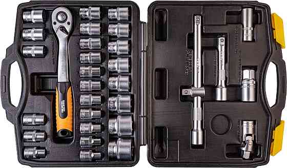 Набор насадок торцевых MASTERTOOL PROFI CrV 1/2" 8-32 мм трещотка 72Т 32 шт кейс 78-4032 Рівне