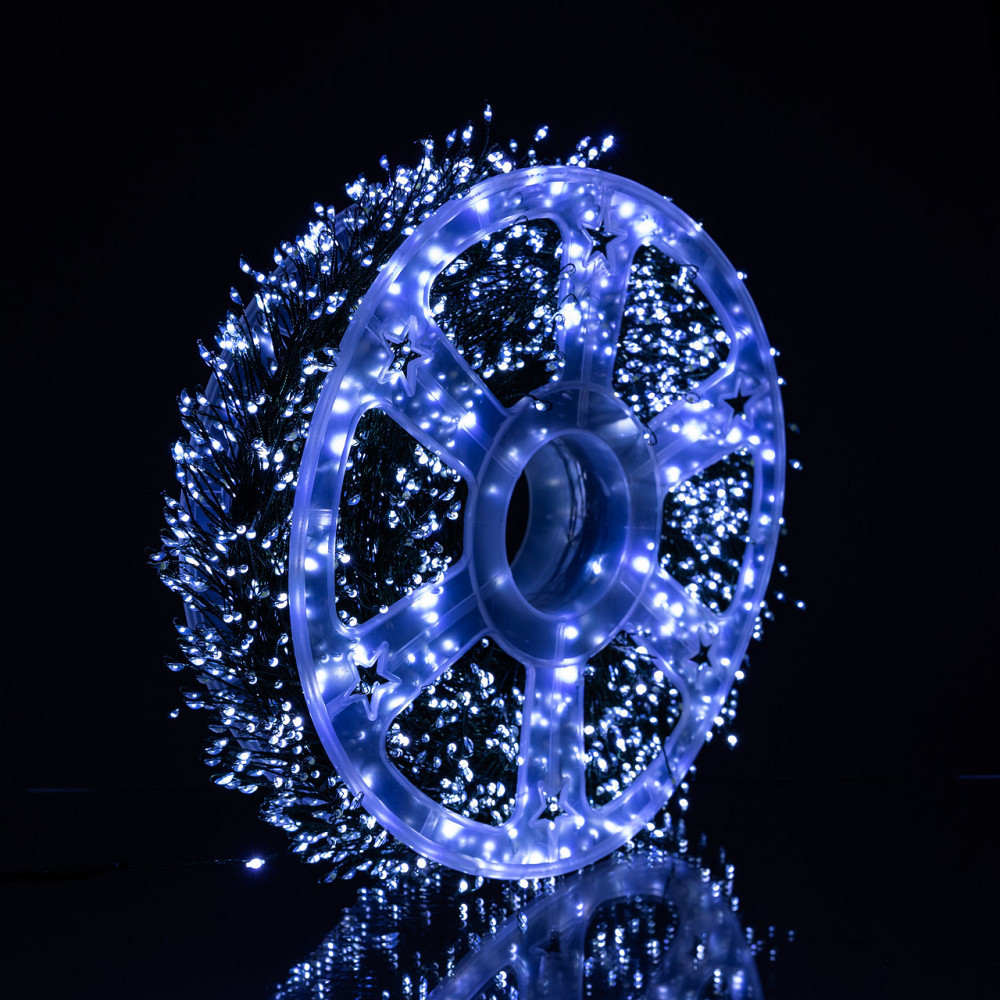 Новорічна гірлянда кімнатна роса Хвойна лапа 50 м 1500 LED зелений провід Біле сяйво D1500L50MGW Київ - фото 6