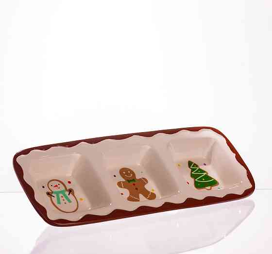 Менажниця порцелянова Merry Christmas на 3 секції 30×11×2.5 (см) прямокутна CR-1-41 Коломыя