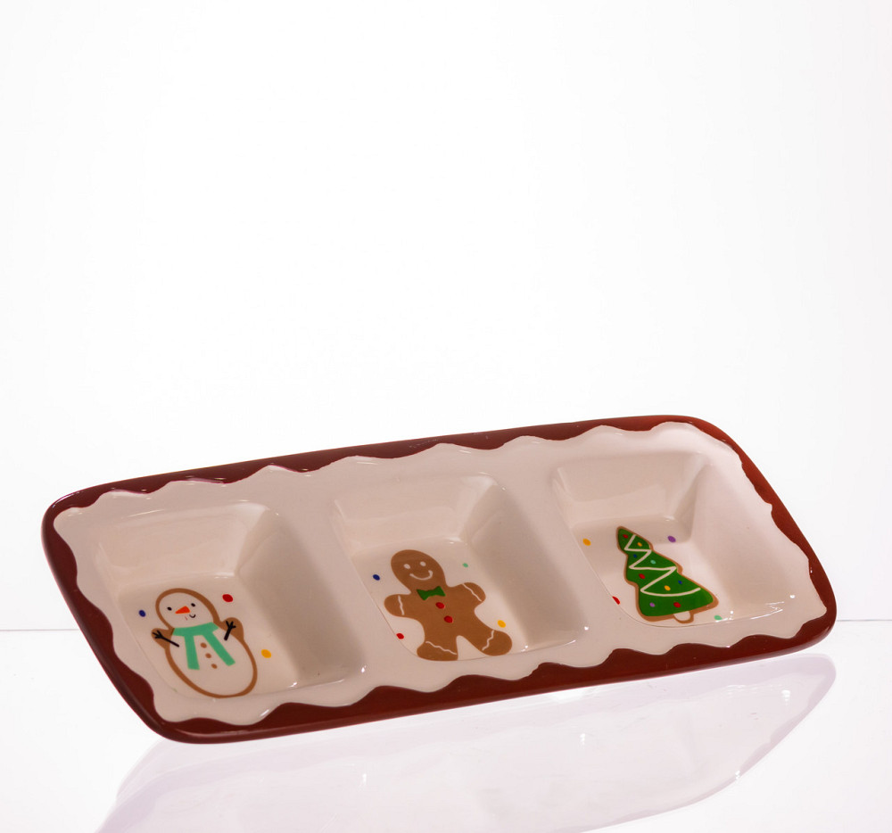 Менажниця порцелянова Merry Christmas на 3 секції 30×11×2.5 (см) прямокутна CR-1-41 Коломия - фото 2