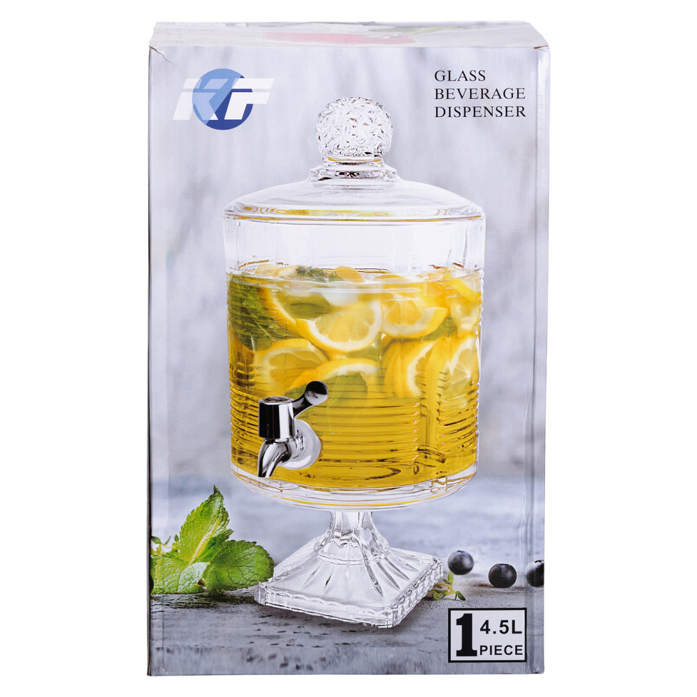 Yiwu Лимонадниця з краном на підставці скляна 4,5 л прозора HP-19-2 Коломия - фото 4