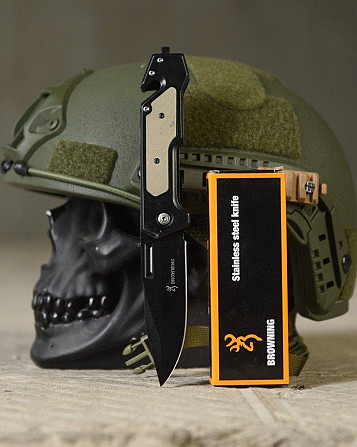 Ніж складаний Browning зі стропорізом black/grey ВТ4793 Одесса - изображение 1