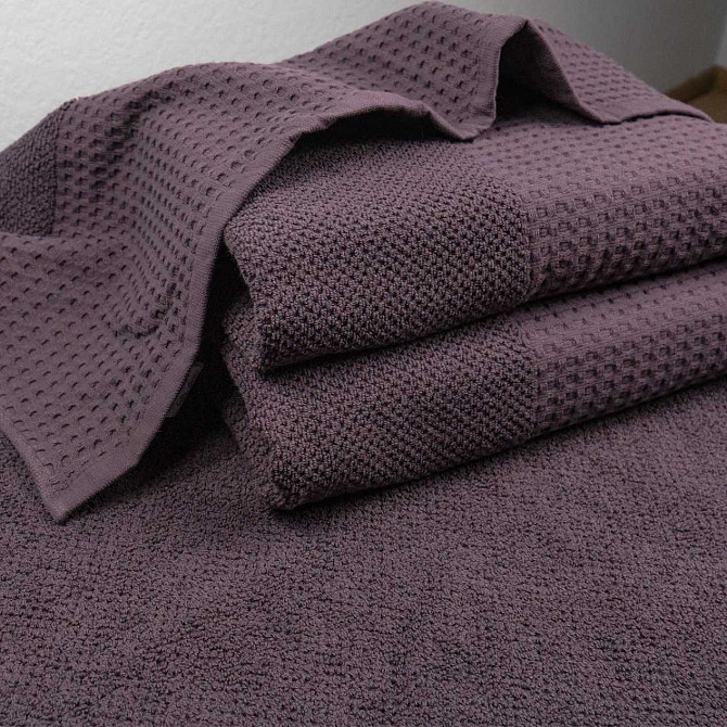 Комплект махрових рушників Вафельний Бордюр 3шт GM Textile 50х90см, 50х90см, 70х140см 500г/м2 (Темни Суми - фото 5