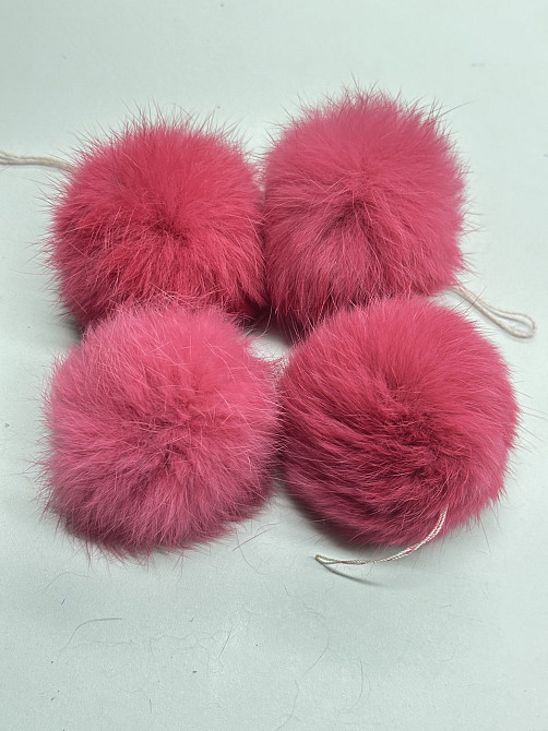 Меховой помпон на шапку из кролика 7-8 см Малиновый 2 Харьков - изображение 4
