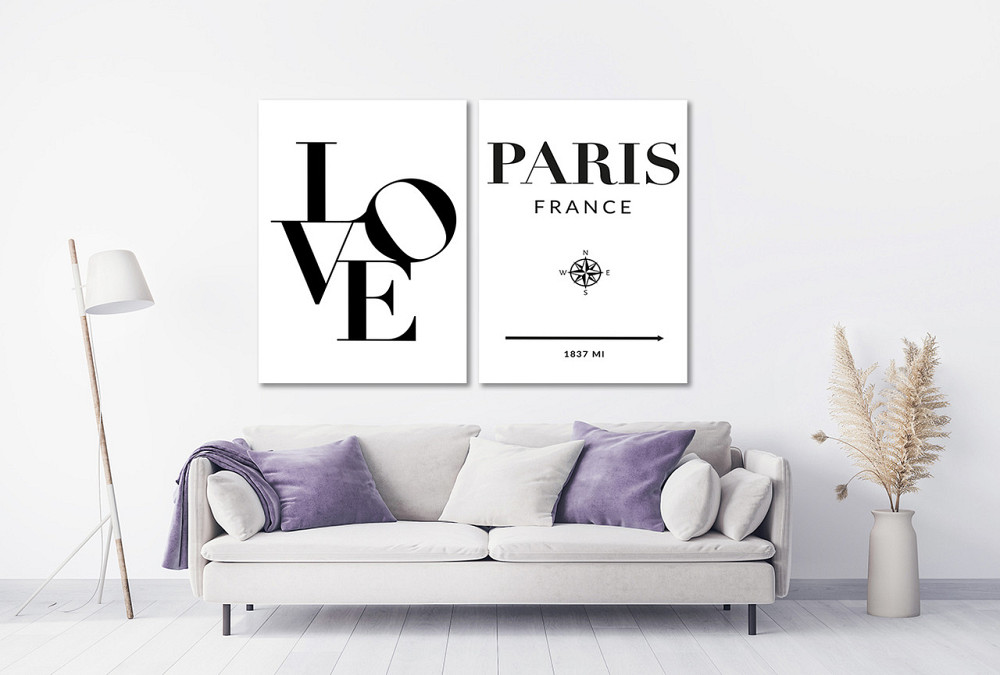 Модульна картина у вітальню/ спальню Люблю Париж TLV-2_068 90x132 см Київ - фото 2