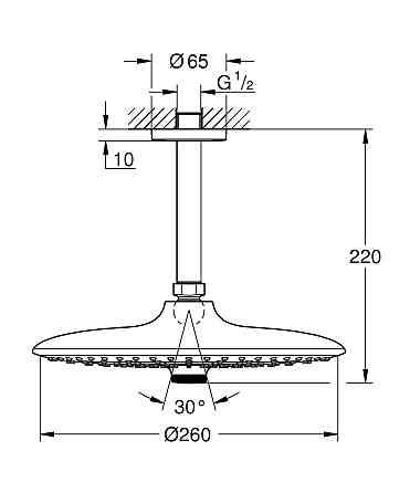 Верхній душ з стельовим кронштейном Grohe Euphoria (26461000) Київ
