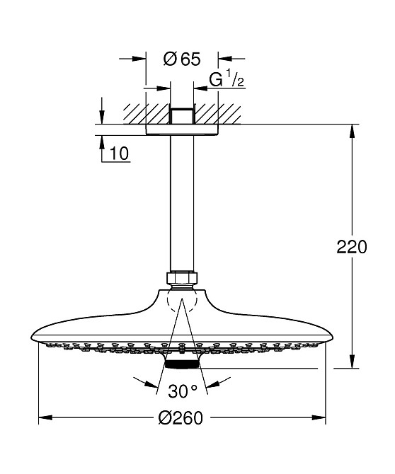 Верхній душ з стельовим кронштейном Grohe Euphoria (26461000) Київ - фото 3