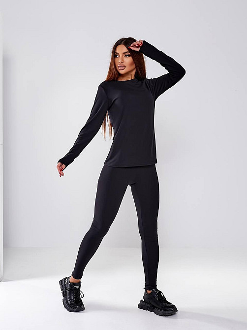 Жіноча повсякденна термобілизна хб джерсі на флісі Чорний, L-XL Одеса - фото 3