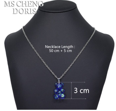 Прикраси з ведмедиками кулон, синій з перламутром - довжина ланцюжка 50см, смола, цинковий сплав Київ - фото 1