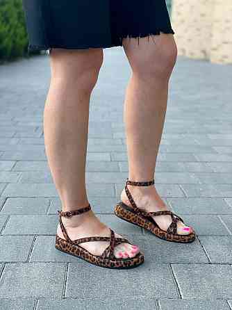 Босоніжки жіночі леопардові EDAN 350 літо, натуральна шкіра / Зручні босоніжки на низькому ходу Коломыя