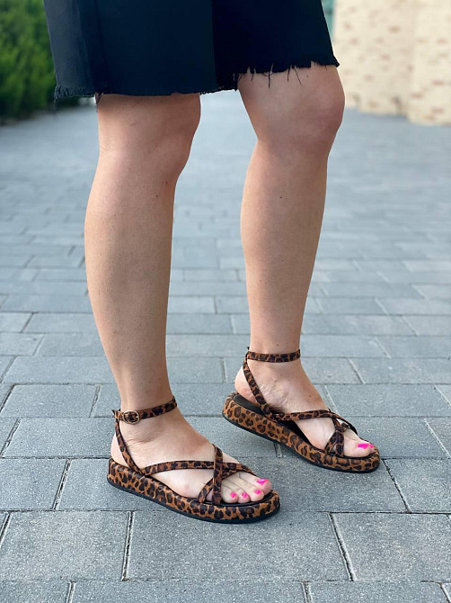 Босоніжки жіночі леопардові EDAN 350 літо, натуральна шкіра / Зручні босоніжки на низькому ходу Коломыя - изображение 5