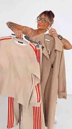 Женский теплый костюм двойка батал с лампасами пума плюш Бежевый, 52/54 Одесса