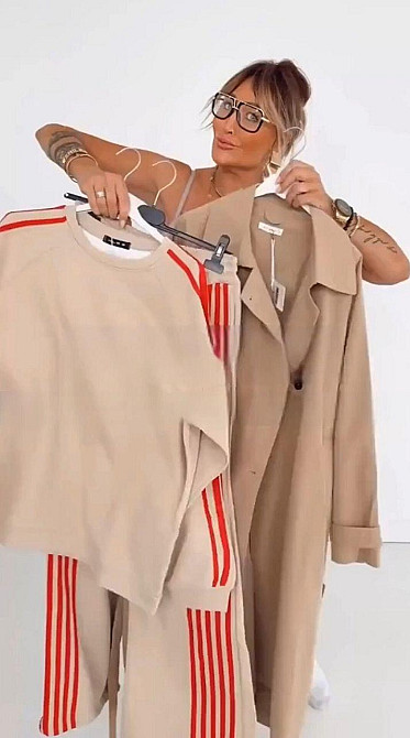 Женский теплый костюм двойка батал с лампасами пума плюш Бежевый, 52/54 Одесса - изображение 3