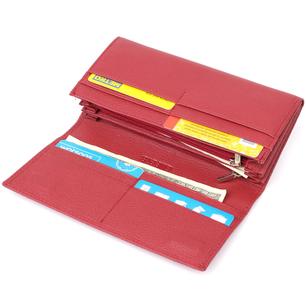 Женский вместительный кошелек из натуральной кожи Красный (ST Leather) Киев - изображение 1