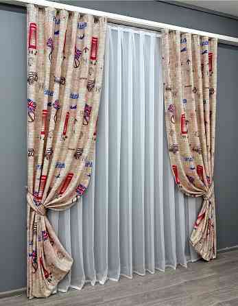 Комплект готових штор VR-Textil Фотоштори Лондон № 914ш Різнобарвний 150х270 см 2 шт (30-039) Київ