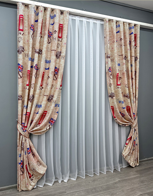 Комплект готових штор VR-Textil Фотоштори Лондон № 914ш Різнобарвний 150х270 см 2 шт (30-039) Київ - фото 3