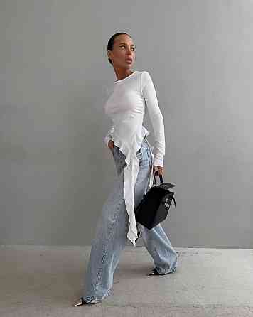 Женский стильный асимметричный лонгслив со шлейфом микродайвинг Одесса