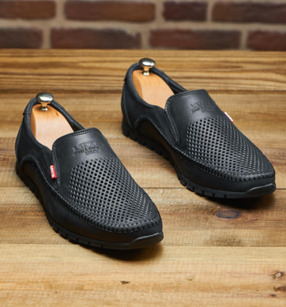 Літні шкіряні туфлі-макасини чорні Харків