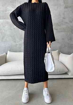 Жіноче тепле плаття міді вільного крою машина в'язка Чорний Одеса