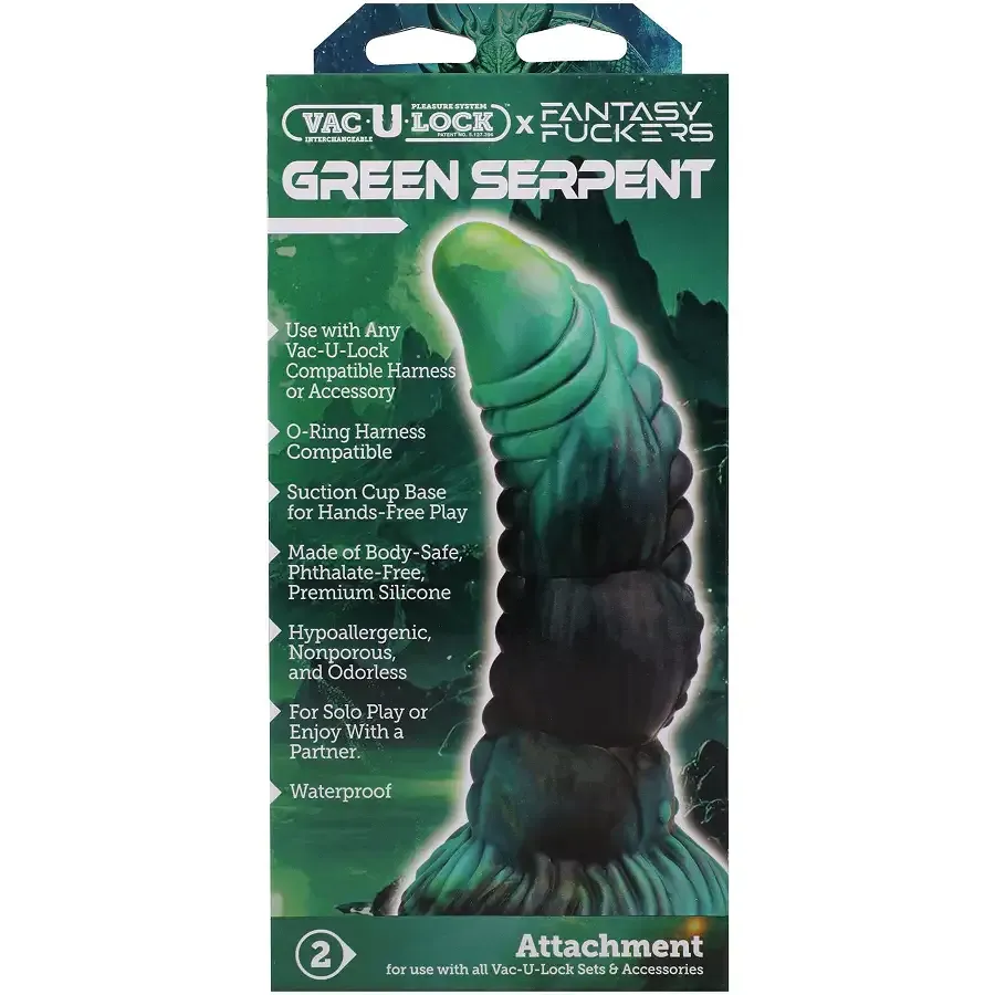 Фентезійний фалоімітатор Doc Johnson Vac-U-Lock x Fantasy Fuckers Green Serpent Львів - фото 7
