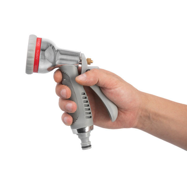 Пістолет-розпилювач для поливу, 8 режимів, хромований, матеріали: ABS, PP, TPR, Zinc alloy INTERTOOL GE-0004 Київ - фото 6