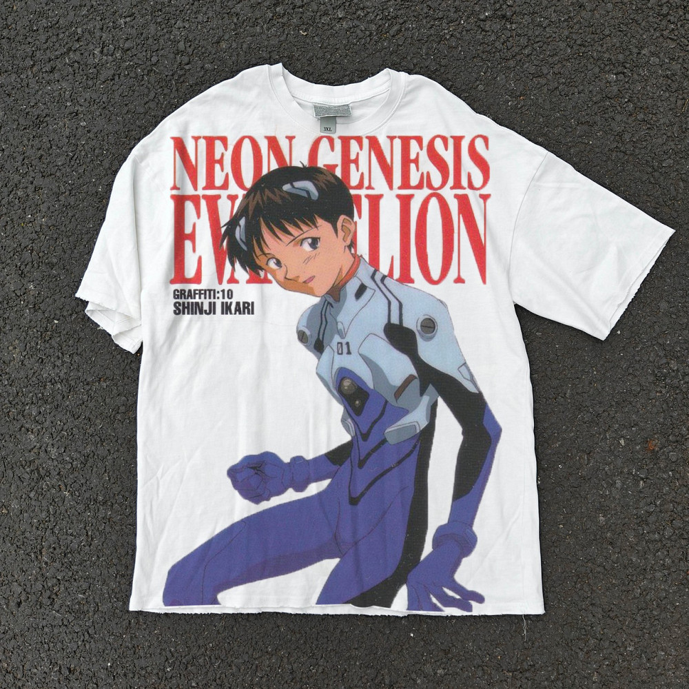 Футболка для мальчика с принтом аниме Неон Генезис Евангелион Схинджи Икари Плугсуит оверсайз (рост от 165 до 180 ) Черний Днепр - изображение 1