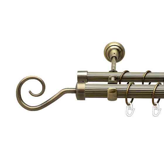 Карниз Orvit Гак металевий дворядний відкритий рифлена труба кільце металеве Антик 25\19 мм 200 см Львов