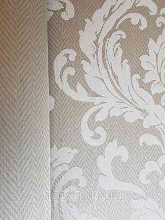 Текстильні шпалери на флізеліновій основі Cador Rasch Textil 086651 оливковий основа зигзаги вензелі бежевий Київ