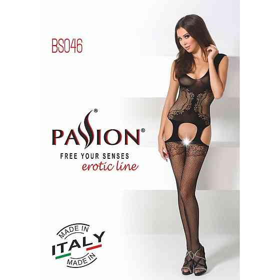 Бодистокинг Passion BS046 black, комбинезон с имитацией чулок Sex Aura Киев
