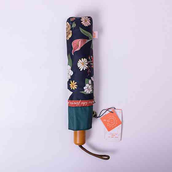 Зонт механический элегантный с принтом прочный надежный из полиэстера диаметр 99 см Черный HP-23-15B Киев