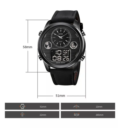 Чоловічий спортивний годинник Skmei 1653 (Чорний) Вінниця