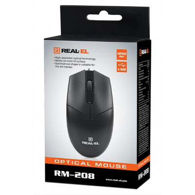 Мишка REAL-EL RM-208 USB Black Вінниця - фото 3