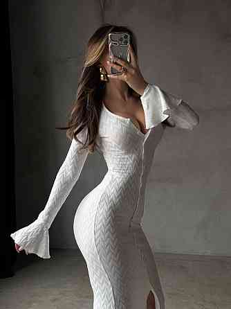 Женское элегантное, притягательное макси платье турецкое ангоро Молочный, 42/44 Одесса