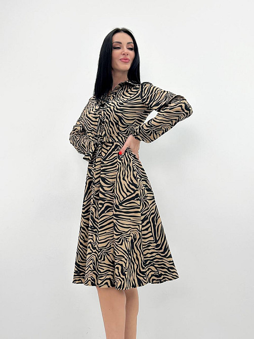 Повседневное платье миди Kate 42-44, Трехнитка начес, Капучино Киев - изображение 6