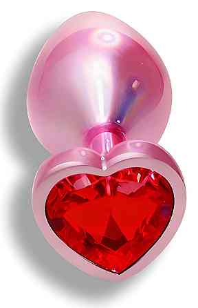 Анальна пробка з кристалом EGZO - Pink Perl Heart Plug Red, size S Sex Aura Київ