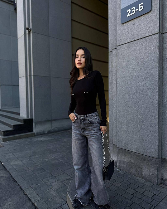 Женский базовый боди с акцентным пирсингом на груди вискоза Черный, 46/48 Одесса - изображение 10