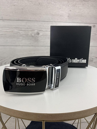 Мужской кожаный ремень пояс Boss Бос застежка автомат в подарочной коробкеMasterSem Киев - изображение 4