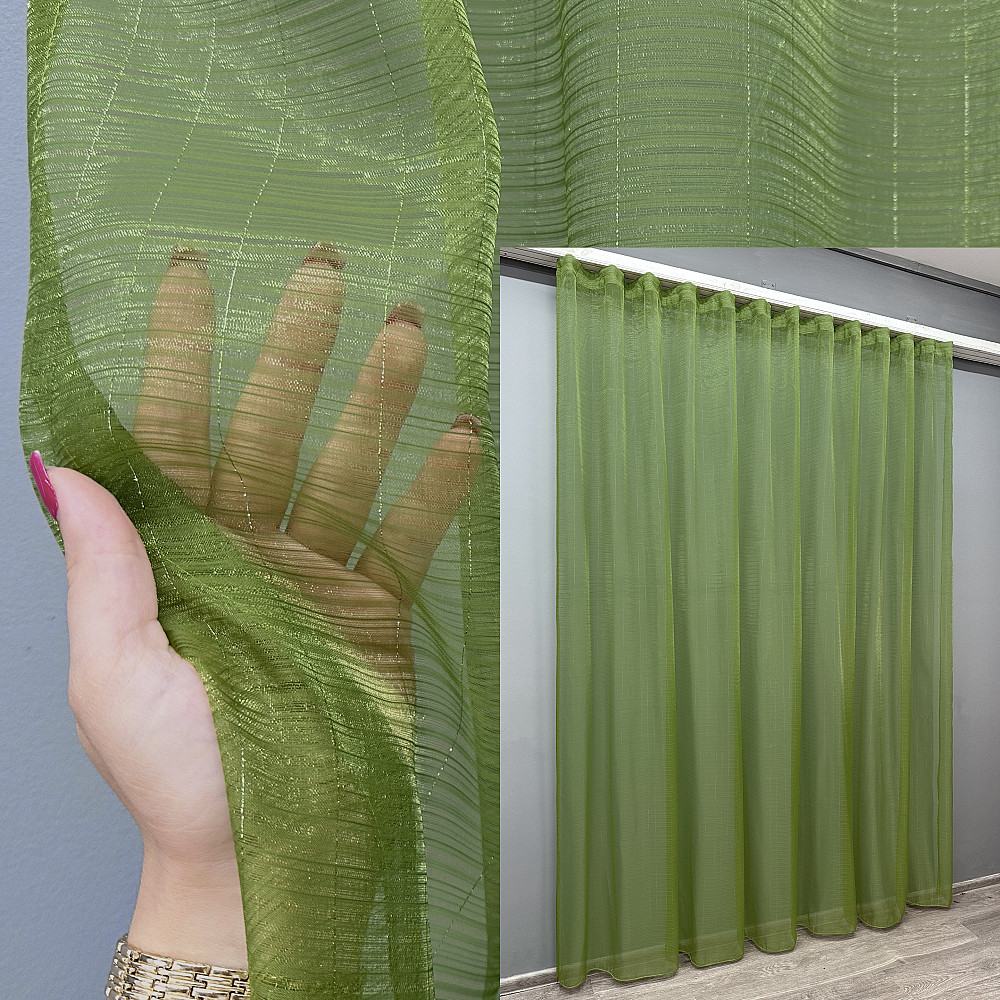 Тюль VR-Textil 006т Органза однотонна з люрексом Оливковий 400х270 см (42-1121) Київ - фото 1