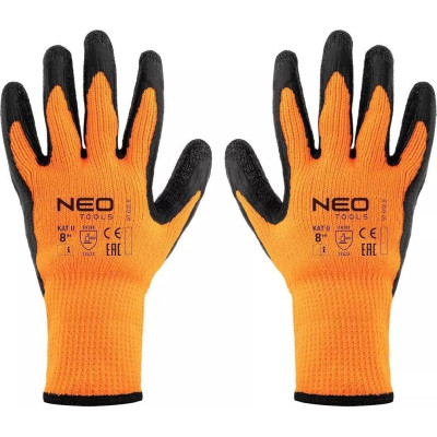 Защитные перчатки Neo Tools латексное покрытие, полиэстер, р.8, оранжево черные (97-612-8) Винница - изображение 1